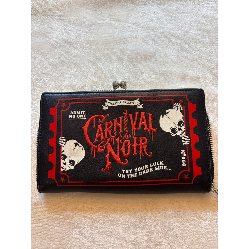 Killstar Carnival du Noir Gothic Circus Ticket Wallet Black Red Skulls Kiss Lock